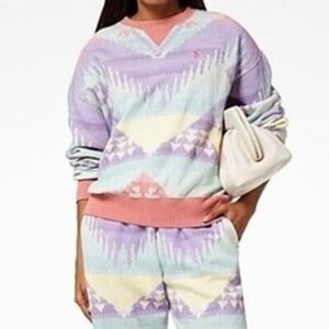 Polo Ralph Lauren Womens Aztec Southwestern Sweatshirt Size S Desert Rose Pastel